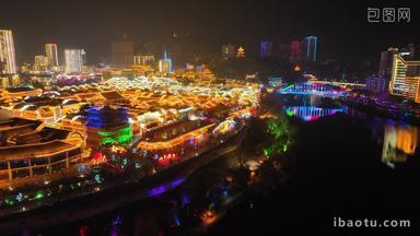 航拍铜仁市城市夜景